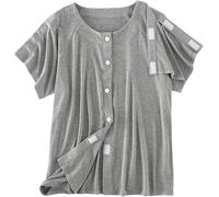 Tops For Mujer Camisas Post Cirugía De Hombro For Camiseta Holgada Después Del Manguito Rotador Manga Corta Rasgable Camisetas Verano Puerto Quimioterapia Adaptable(Men Grey,XX-Large)