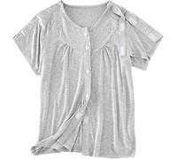 Tops For Mujer Camisas Post Cirugía De Hombro For Camiseta Holgada Después Del Manguito Rotador Manga Corta Rasgable Camisetas Verano Puerto Quimioterapia Adaptable(Women Grey,Medium)