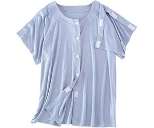 Tops For Mujer Camisas Post Cirugía De Hombro For Camiseta Holgada Después Del Manguito Rotador Manga Corta Rasgable Camisetas Verano Puerto Quimioterapia Adaptable(Men Blue,XX-Large)
