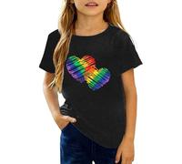 Tops gráficos informales para niñas con estampados elegantes como trajes suaves para todos los días Camisetas cómodas de manga corta, Negro , 12-13 años