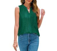 Tops Mujer Elegantes, Camiseta Sin Mangas Cuello en V Ojales Mujer Estilo Bohemio Ligera Informal Salir Ideal la Playa Vacaciones Citas Diarias. Color Verde Talla M.