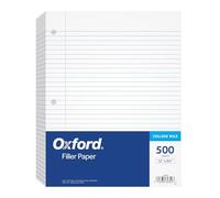 TOPS Notebook Filler Paper, College Ruled, 11 x 8.5 Inches, 3-Hole Punched, Medium Weight, White, 500 Sheets/Pack (62349)