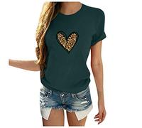 Tops O Lips Women Sleeve Valentine's Letter Fashion Day Print Casual Damen Bluse mit Hals Wickel Top, verde, L