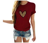 Tops O Lips Women Sleeve Valentine's Letter Fashion Day Print Casual Damen Bluse mit Hals Wickel Top, Vino, S