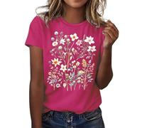 Tops para mujer, camisas holgadas de manga corta con cuello redondo, cómodas y suaves, blusas de verano, informales, básicas, camisetas básicas, camiseta de calavera con purpurina para mujer, Rosa
