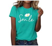 Tops para mujer, camisas holgadas de manga corta de moda con cuello redondo, blusas cómodas y suaves de verano, camisetas básicas informales, camisetas de manga larga para mujer, verde menta, XL
