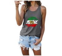 Tops para mujer con cuello redondo iraní patrón iraní para la parte superior de látex, camiseta sin mangas de cuello redondo para mujer, elegante, cuello redondo con pliegues, ajuste holgado, gris