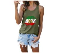 Tops para mujer con cuello redondo iraní patrón iraní para la parte superior de látex, camiseta sin mangas de cuello redondo para mujer, elegante, cuello redondo con pliegues, ajuste holgado, AG., M