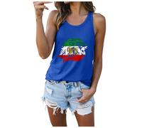Tops para mujer con cuello redondo iraní patrón iraní para la parte superior de látex, camiseta sin mangas de cuello redondo para mujer, elegante, cuello redondo con pliegues, ajuste holgado, azul, L
