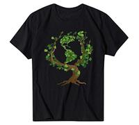 Tops para mujer elegante, camiseta de manga corta con estampado de letras de árbol de la Tierra para mujer, blusa casual para mujer (negro XXL)