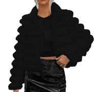 Tops para mujer New Europe And The Unitenew Europe And The States Border Imitation Coat Short Women With Europe and The States Style Socialite Light Wind Protectio Jersey Gris, Negro , L