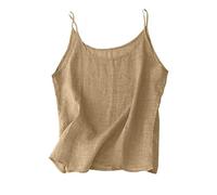 Tops Sueltos y Respirables - Túnica de Mujer en Algodón y Lino - Camiseta Retro - Camiseta de Mujer de Talla Grande - Blusa de Verano y Primavera - Chaleco de Tirantes Finos - Camiseta Tank Top