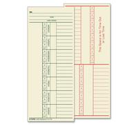 TOPS Time Cards Weekly 2-Sided Named Days 3-3/8"""" x 8-1/4"""" Manila Green/Red Print 500-Count (1260)