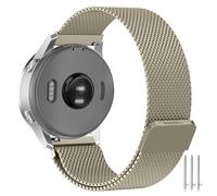 TOPsic Correa para Garmin Venu 3S, Vivoactive 4S, Venu 2S, Vivomove 3S, Forerunner 255S/265S - Acero inoxidable, malla, champán, 18-22 mm, 130-220 mm