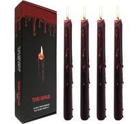Topsics Juego de 4 velas cónicas de lágrimas, velas negras de 10 pulgadas, sangrado para Halloween, velas temáticas de terror