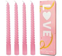Topsics Velas cónicas trenzadas en espiral Rosas, juego de 4 velas de cena, candelabros cónicos sin perfume de 10 pulgadas de alto