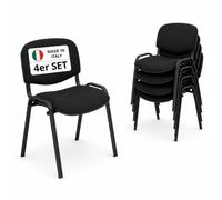 Topsit Silla de visitante apilable, fabricada en Italia, silla ergonómica para conferencias y sala de espera, silla tapizada moderna para oficina, práctica y reunión, color negro