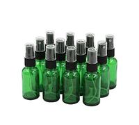 Topsky 12 botellas vacías de 30 ml de cristal resistente a los rayos UV con atomizador fino, ideal para aceites esenciales, perfumes y fijadores para el cabello (verde)