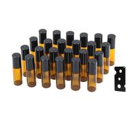 Topsky 24 Piezas 5ml Botellas Roll On Cristal con Rodillo de Acero Inoxidable, para Aceites Esenciales, lociones, Perfumes (Marrón)