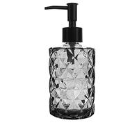Topsky Dispensador de Jabón de 330 ml en Vidrio y Plástico Negro para Cocina y Baño, Ideal para Jabón de Manos y Líquidos (Negro Transparente)