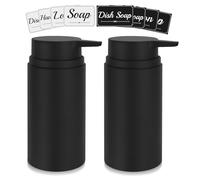 Topsky Juego de 2 dispensadores de jabón de plástico (480 ml) - negro rellenable - para jabón de manos, loción y detergente - cocina, baño, ducha - Incluye bomba para lavabo y encimera