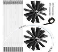 Topsky Juego de cepillo para deshollinador, 3,6 m, diámetro de 150 mm, con 9 barras flexibles (410 mm), cepillo de nailon para chimeneas y tubos, compatible con taladro eléctrico