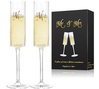 Topsky Mr & Mrs - Juego de 2 copas de champán de cristal para brindis de novia y novio, moderno y elegante, regalos únicos para bodas, aniversarios, compromisos, Navidad, cumpleaños, copas de champán