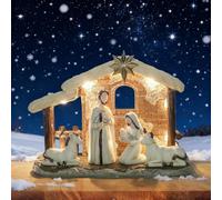 Topsky Set Completo de Belén Navideño con Iluminación - 5 Figuras Pintadas a Mano, Incluye Niño Jesús - Decoración de Adviento y Regalo Cristiano para Familiares y Amigos