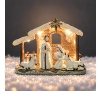 Topsky Set Completo de Belén Navideño con Iluminación - 5 Figuras Pintadas a Mano, Incluye Niño Jesús - Decoración de Adviento y Regalo Cristiano para Familiares y Amigos