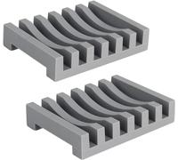 Topsky Set de 2 jaboneras de Silicona duraderas, con Drenaje automático y diseño de Secado, para Uso en Cocina y baño, Bandeja de jabón Antideslizante (Gris)