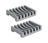 Topsky Set de 2 jaboneras de Silicona duraderas, con Drenaje automático y diseño de Secado, para Uso en Cocina y baño, Bandeja de jabón Antideslizante (Gris)