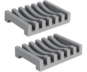 Topsky Set de 2 jaboneras de Silicona duraderas, con Drenaje automático y diseño de Secado, para Uso en Cocina y baño, Bandeja de jabón Antideslizante (Gris)