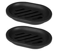 Topsky Set de 2 jaboneras, Soporte para jabón, Jabonera Negra, Fácil Limpieza, con Bandeja drenante, Ideal para jabón seco, para Uso en baño, Cocina y Ducha (Negro)