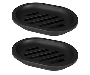 Topsky Set de 2 jaboneras, Soporte para jabón, Jabonera Negra, Fácil Limpieza, con Bandeja drenante, Ideal para jabón seco, para Uso en baño, Cocina y Ducha (Negro)