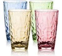 Topsky Set de 4 Vasos de Plástico Colores, Vaso de Agua y Bebidas, Acrílico, Apilable, Ideal para Uso Diario en Piscina y Hogar, Apto para Lavavajillas y Fácil de Limpiar (Multicolor 470ml)