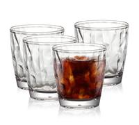 Topsky Set de 4 Vasos de Plástico Transparente, Vaso de Agua y Bebidas, Acrílico, Apilable, Ideal para Uso Diario en Piscina y Hogar, Apto para Lavavajillas y Fácil de Limpiar (Transparente 300ml)