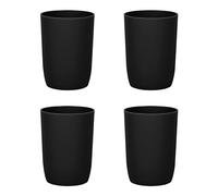 Topsky Set de 4 vasos para cepillos de dientes, Vasos de plástico, Para adultos, adolescentes y niños (280 ml, negro)