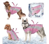 TOPSOSO Chaleco Refrescante para Perros, Chaqueta Refrigerante con Malla Efectiva de Evaporación Transpirable y Doble Cremallera de Ajuste, Apto para Perros Refrigeración Exterior (Rosa, L)
