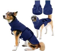 TOPSOSO Chaleco Relajante para Perros con Sombreros Chaqueta de Ansiedad para Perros Elasticidad Transpirable Cierre Autoadhesivo Ajustable y Reflector Calmar a un Perro Nervioso y Ansioso(Marino XS)