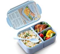 Topspitgo Fiambreras Comida Trabajo Con 3Compartimentos y Cubiertos Cuchara Bento Box Cubiertos Fiambrera Adultos Para Colegio Microondas 1150ml