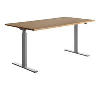 Topstar E-Table - Escritorio de Madera (Altura Regulable, 160 x 80 cm), Color Gris y Haya