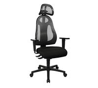 TOPSTAR Free Art - Silla de Escritorio ergonómica con reposabrazos y reposacabezas Ajustables en Altura, Tela Gris Oscuro/Negro, 61 x 65 x 143 cm