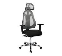 TOPSTAR Free Art - Silla de Escritorio ergonómica cromada con reposabrazos y reposacabezas de Altura Ajustable, Tela Gris Claro/Negro, 61 x 65 x 143 cm