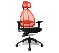 TOPSTAR Open Art 2010 - Silla de Escritorio ergonómica (Incluye reposabrazos, Respaldo y reposacabezas, Tela Negra/Naranja