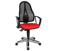 Topstar Point 60 Net - Silla de Oficina ergonómica con reposabrazos fijos A1, Color Rojo y Negro