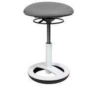 TOPSTAR Sitness Bob - Taburete ergonómico de trabajo, taburete de oficina con efecto oscilante, altura del asiento, soporte de pie de aluminio lacado blanco, tapizado en tela, gris