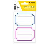 TopStick 1344 Etiquetas escolares para libros y cuadernos, paquete de 10 (78 x 53 mm, 50 hojas, papel, mate) autoadhesivas, pegatinas con líneas para niños y niñas, 100 adhesivos, rojo azul blanco