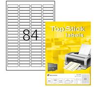 TopStick 8724 - Etiquetas autoadhesivas universales A4 muy pequeño (46 x 11,1 mm, papel) 100 hojas, 84 etiquetas por hoja, 8400 etiquetas, para impresoras inkjet y láser