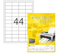 topstick 8731 Etiquetas universales A4 pequeñas, paquete de 10 (48,3 x 25,4 mm, 1000 hojas, papel, mate) autoadhesivas, imprimible, pegatinas de dirección permanentes, 44000 adhesivos blancas