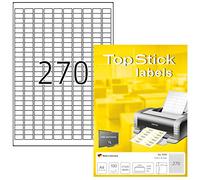TopStick 8790 Etiquetas universales A4 mini, paquete de 10 (17,8 x 10 mm, 1000 hojas, papel, mate) autoadhesivas, imprimible, pegatinas de dirección permanentes, 270000 adhesivos blancas